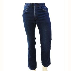 70 Vintage Roadrunner Dark Wash Flare Jeans 32x30 High Waist Stretch Denim